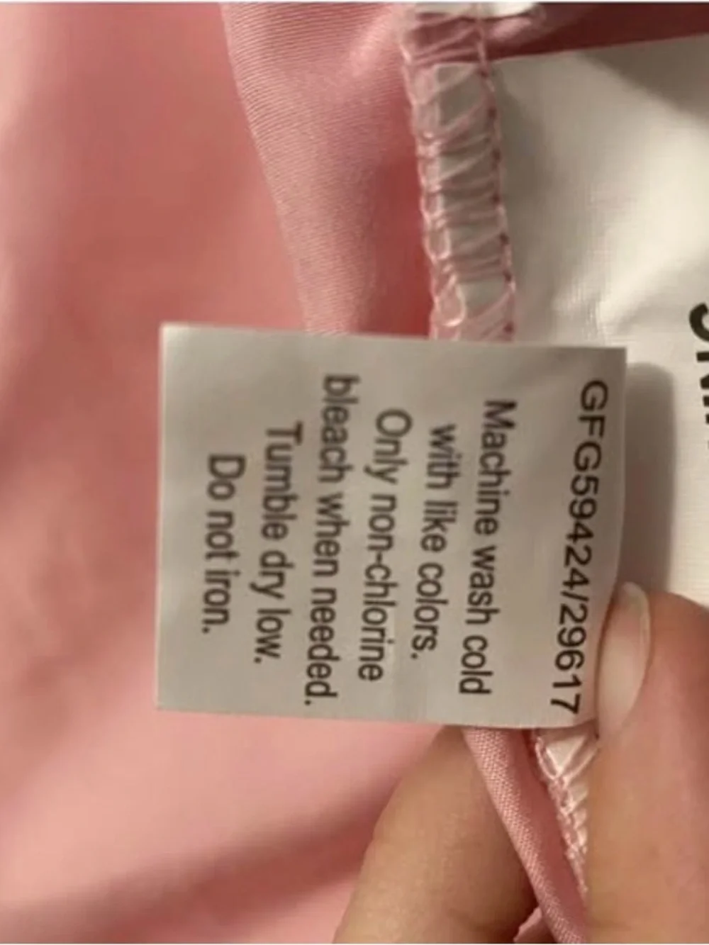 Soft Pink Fabric Piece with Care Tag - Picture 3 of 4